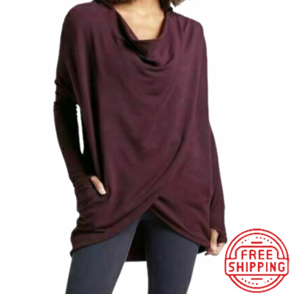 ATHLETA Purana Wrap Sweatshirt Spiced Cabernet
